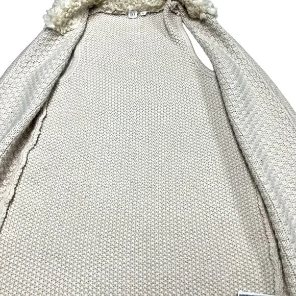 Gap SMALL Womens Sherpa Collar Cream Alpaca Wool Blend Knit Tunic Sweater Vest - Picture 7 of 11